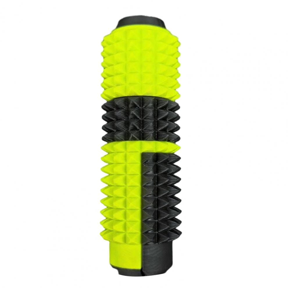 Rodillo giratorio para fidget con pinchos verde neón amarillo brillante y negro, fabricado en espuma texturizada, para aliviar el estrés y la recuperación muscular, como juguete antiestrés tipo fidget 5 en 1.