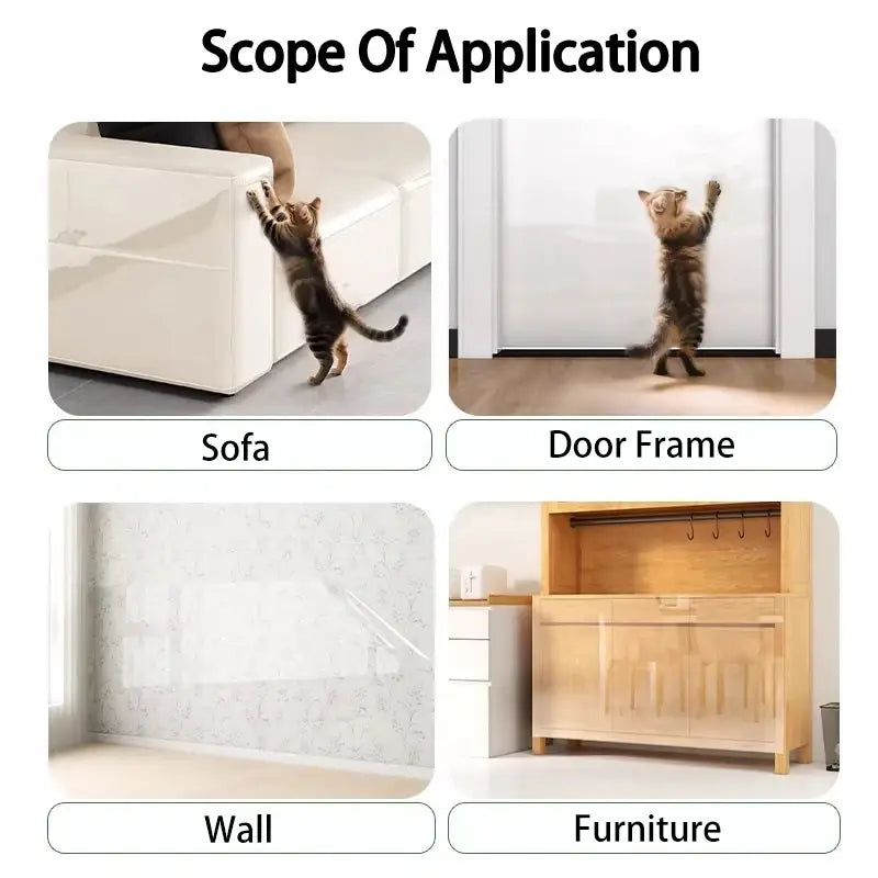 Film de protection de mobilier transparent antirayures, en matériau durable, destiné à protéger les surfaces de la maison contre tout endommagement.
