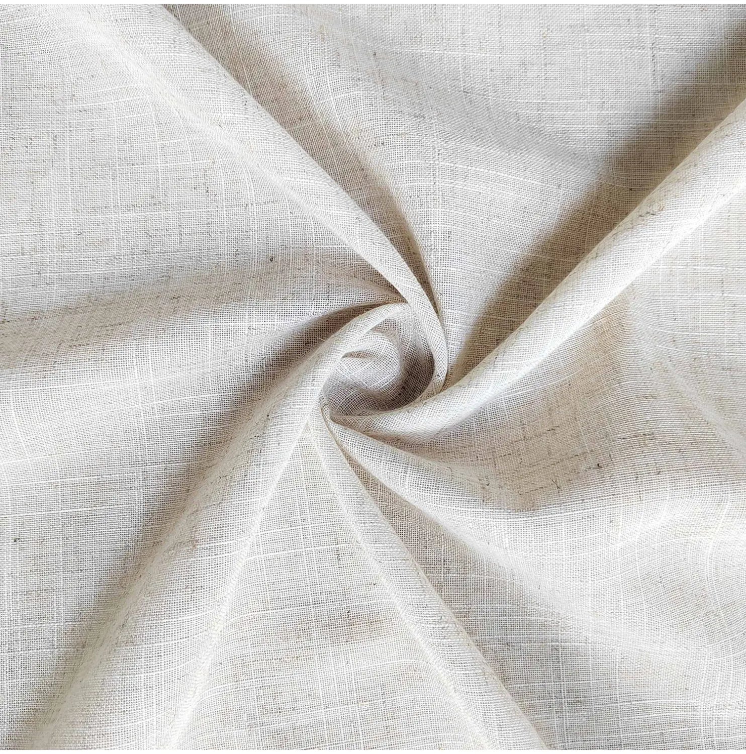 light beige ruffled linen curtains for living room featuring subtle woven texture and natural fiber appearance with accept customization option and tracking number provided