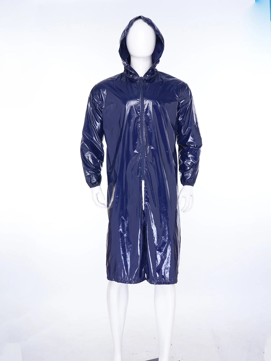 Mens Women's Raincoat Trench Hooded Coat Long Sleeve Front Zipper Lightweight Waterproof Long Jacket Workwear Camping Poncho