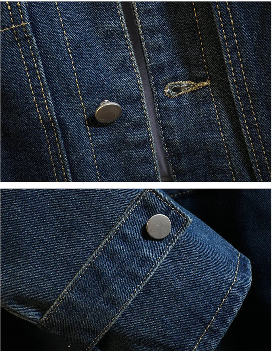 Fashion Denim Trench Coat 2026 Men's Spring Autumn Mid-length Jean Jacket Casual Windbreaker Loose Coats Large Size 5XL