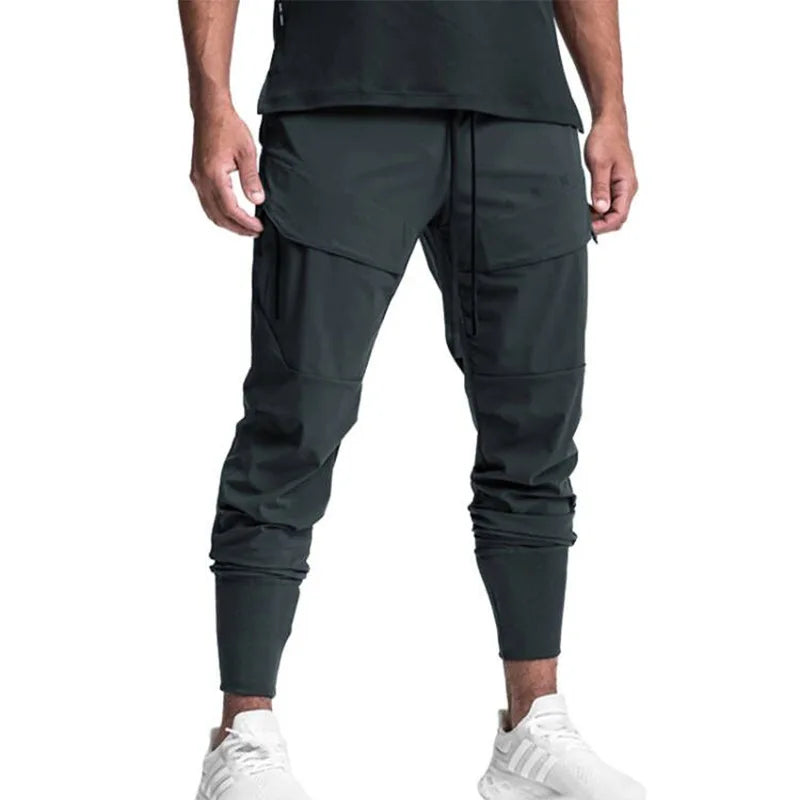 Men's Quick Dry Multi Pocket Cargo Joggers Gym Fitness Workout Sweatpants Casual Streetwear Sports Fashion Hip Hop Pants for Men