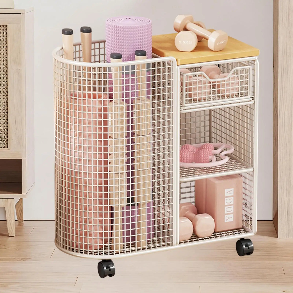 Sports Equipment Organizer Rack Space Saving Storage Rack for Yoga Blocks Home Gym Use