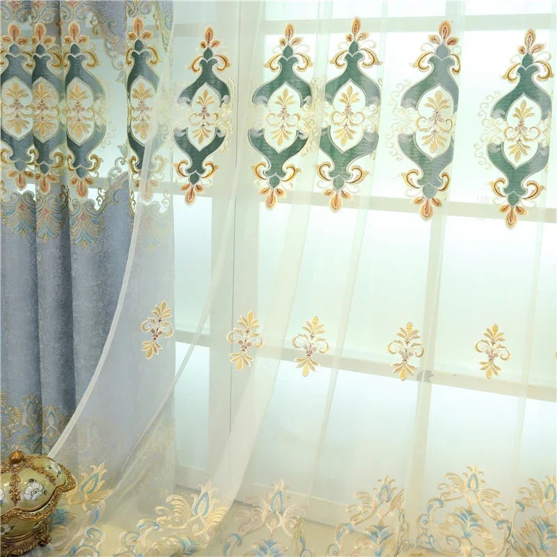 High Quality Customized Elegant Decorative Embroidered Curtains For Bedroom European-Style Luxury Villa Curtains For Living Room