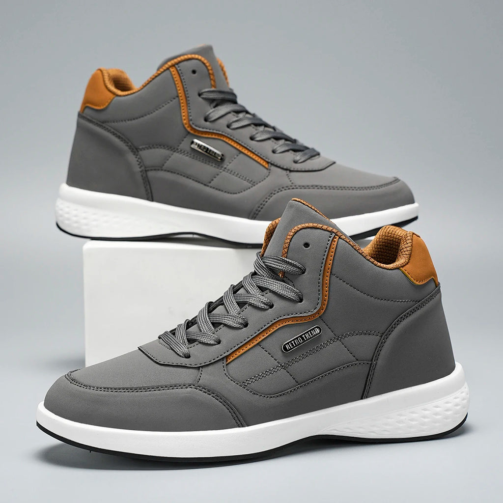New Shoes for Men High Top Leather Sneaker Waterproof Casual Comfortable Men's Sneakers Lace Up Footwear Vulcanized Man Shoes