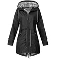 Women's Lightweight Waterproof Raincoat Ideal for Casual Outdoor Hikes Trench Style with Drawstring