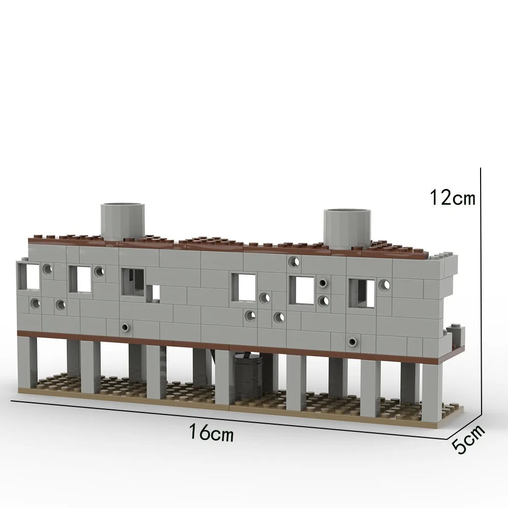 Building Blocks Military Base Ruins Combat Scene Destroyed House Architecture Model DIY Construction Toys For Boys