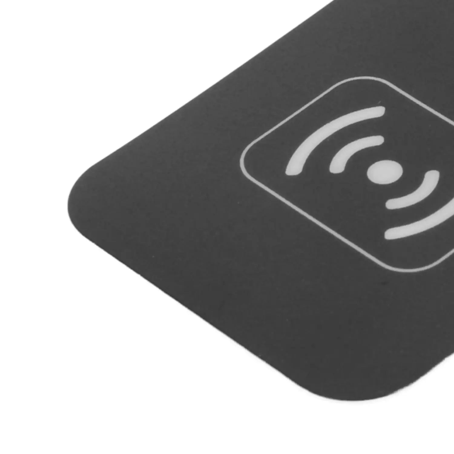 Black wireless charging receiver type-c 10w fast charger pad featuring a white wi-fi symbol design for efficient wireless charging.