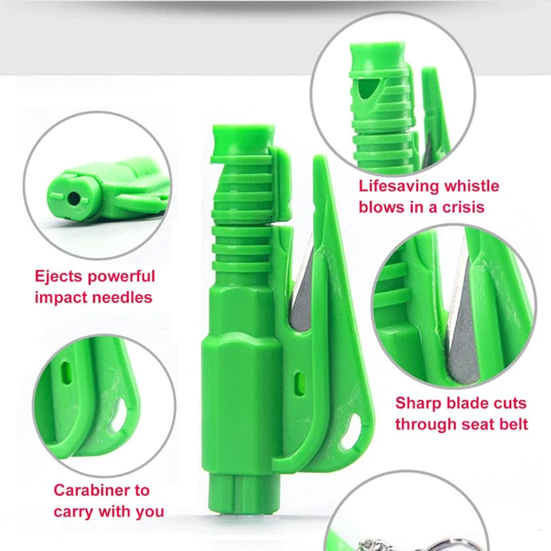 Safety Hammer with Rescue Whistle, Car Escape Tool 3-in-1 Window Breaker Seatbelt Cutter, Compact Emergency Escape Tool for Car