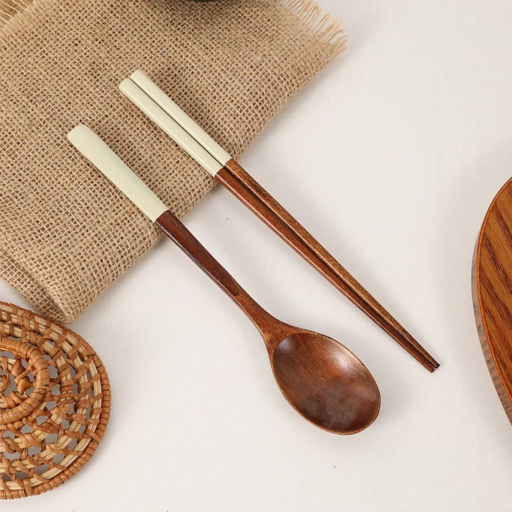 A Set of Colorful Wooden Spoons and Chopsticks Suitable for Everyday Use