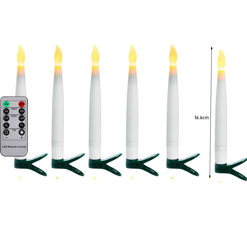 Clip-on Electric Candle Stick Light,Warm White Tea Lights, Wedding Party Atmosphere Lamp, DIY Christmas Tree Lighting Decors, 6x