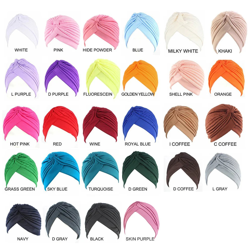 New Turban Cap for Women Soft Muslim Hats Female Inner Caps Solid Arab Indian Bonnet Wrap Head Scarf Hat Chemo Cancer Mujer