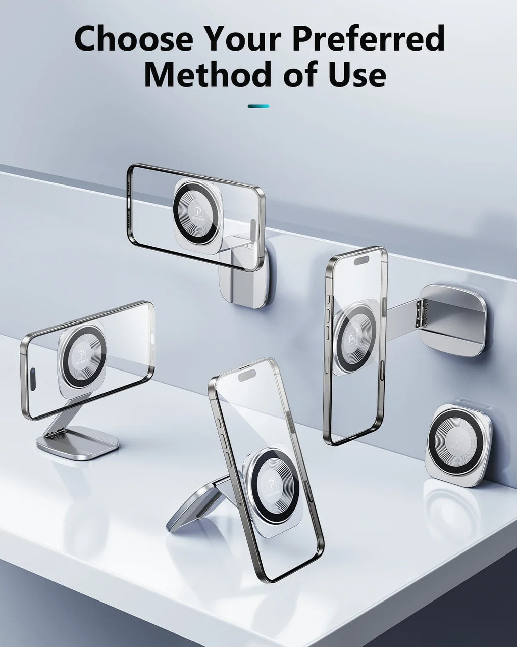 Eary Gym Magnetic Phone Holder Mount For Wall Portable Aluminum Metal Stand With Foldable Pocket Size Gym Essentials Accessories