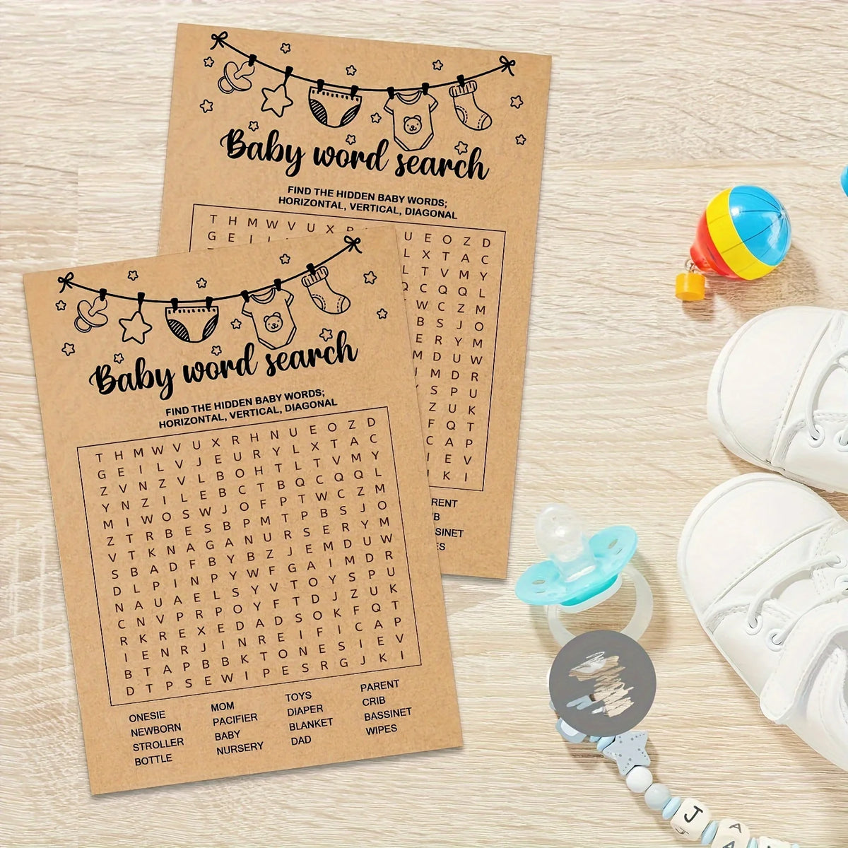 Baby Shower Game, Word Search Game Cards, Baby Shower Party Games Supplies & Activities, Party Activities Ideas Supplies, Baby