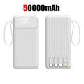 50000mAh 4in1 Power Bank With Built-in Cable Large-capacity Compact And Portable Power Bank for Xiaomi iPhone 17Promax Huawei