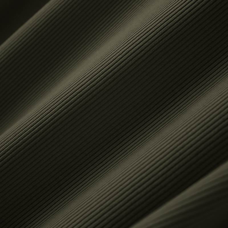 Men solid color casual tank top in dark olive green ribbed fabric with a subtle sheen and uniform vertical texture.