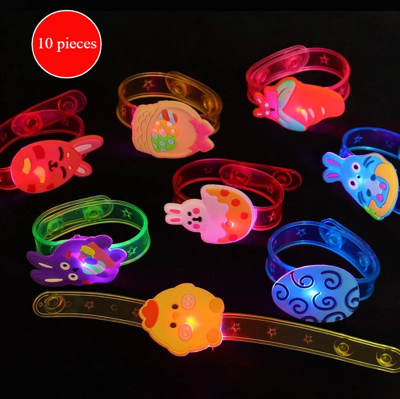 Easter LED Light Up Ring Necklaces Bracelets Easter Party favors of  Basket Stuffers Egg Fillers Glow In The Dark Party Supplies