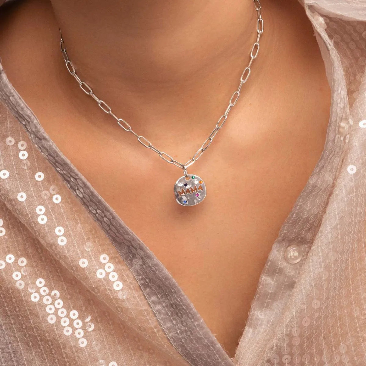 Mother's Day MAMA Necklace Gift Irregular Circular Guardian Pendant Necklace New Fashion Stainless Steel Necklace Accessory Gift