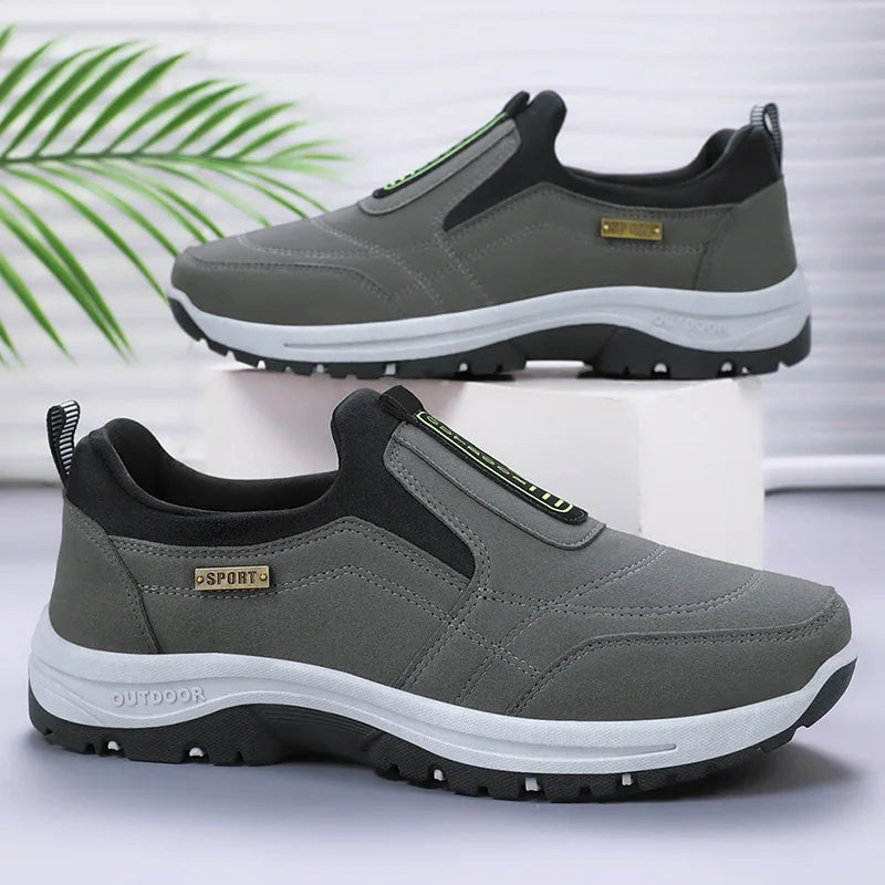 Men's Casual Walking Shoes Faux Suede Leather Slip-On Orthopedic Sneakers for Jogging Hiking Elderly Comfortable Concise Design
