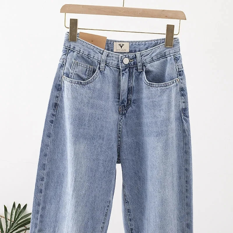 Women's High Waist Loose Fit Denim Jeans Casual Vintage Baggy Harem Pants Stretch Tapered Leg Trousers for Daily Wear Spring
