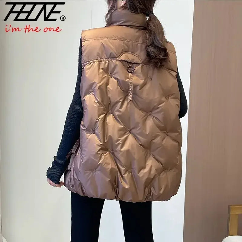 Winter Jackets Vests for Women 2025 Chalecos Para Mujer Plus Size Fashion Casual Korean Style Padded Parkas Pockets Long Coats