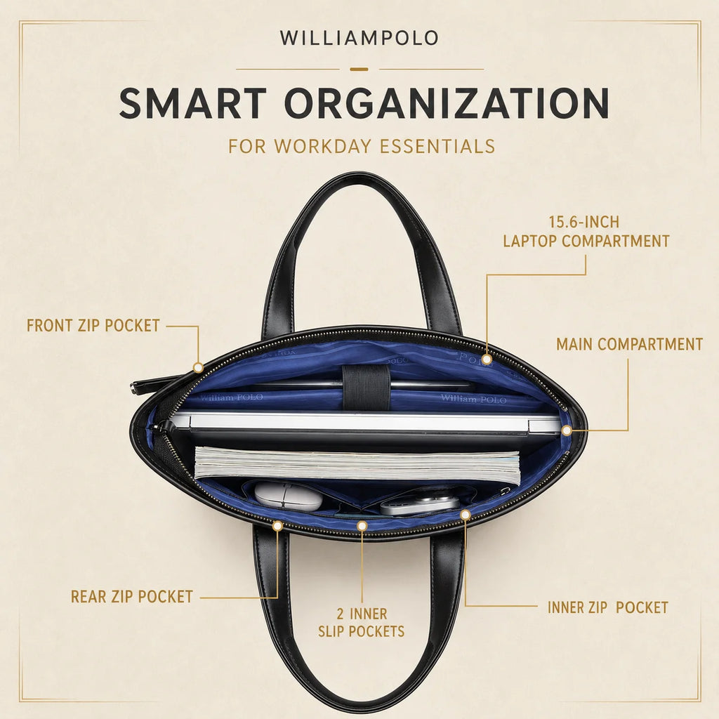 Men's Business Briefcase Wear-Resistant Laptop Notebook Computer Bag Document Handbag for Office Commuting Travel