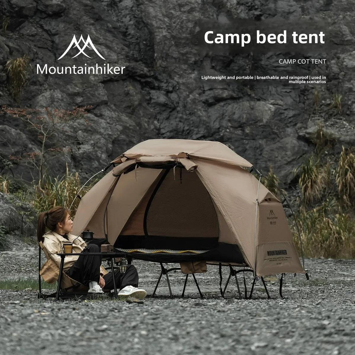 MOUNTAINHIKER 2026 Single Camp Bed Outdoor Tent Waterproof Rainproof Multi-purpose Leisure Camping Shelter for Hiking And Travel