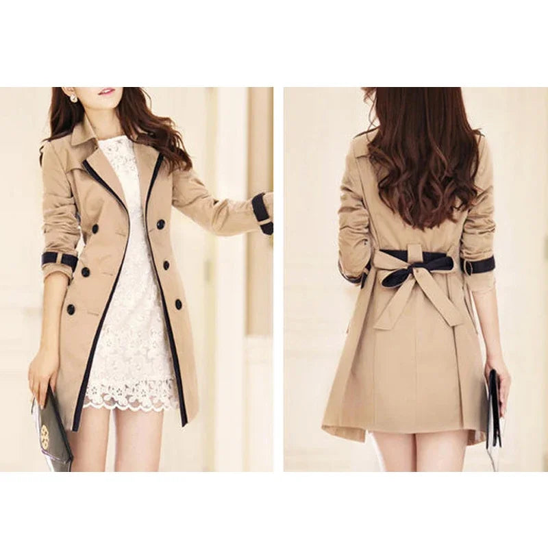 Trench Coat for Women 2025 Autumn Casual Double Breasted Female Long Trench Coats Plus Size Casaco Feminino Ladies Windbreaker