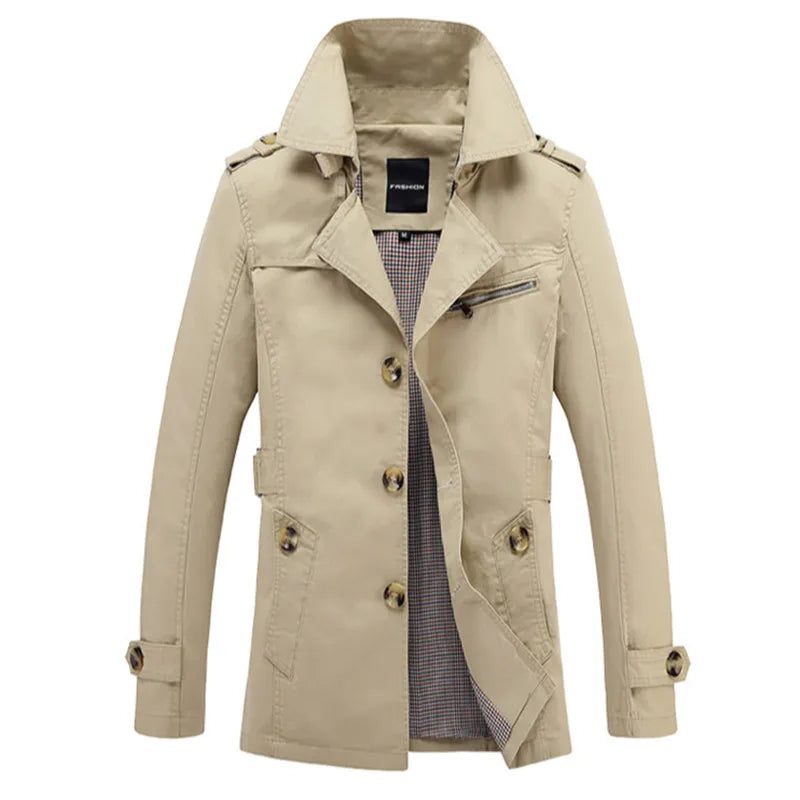 Brand Male Overcoat Long Jacket Coat Men Men's Trench Coat Trenchcoat Windbreaker Outwear Cotton Fabric Clothing