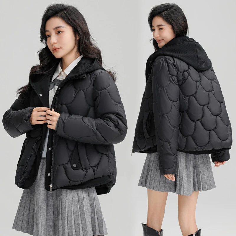 Winter New Fashion Cotton-Padded Jacket Women Small Slim Hooded Solid Parkas Girls Warm Coat Down Sustans Jackets Overcoat