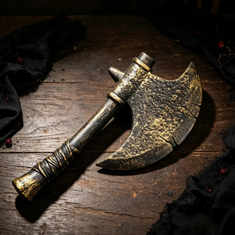 Halloween Haunted House Costume Props, Unsharpened Plastic Bloody Knife, Chainsaw, Bronze Axe—Festival Horror-Themed Accessories