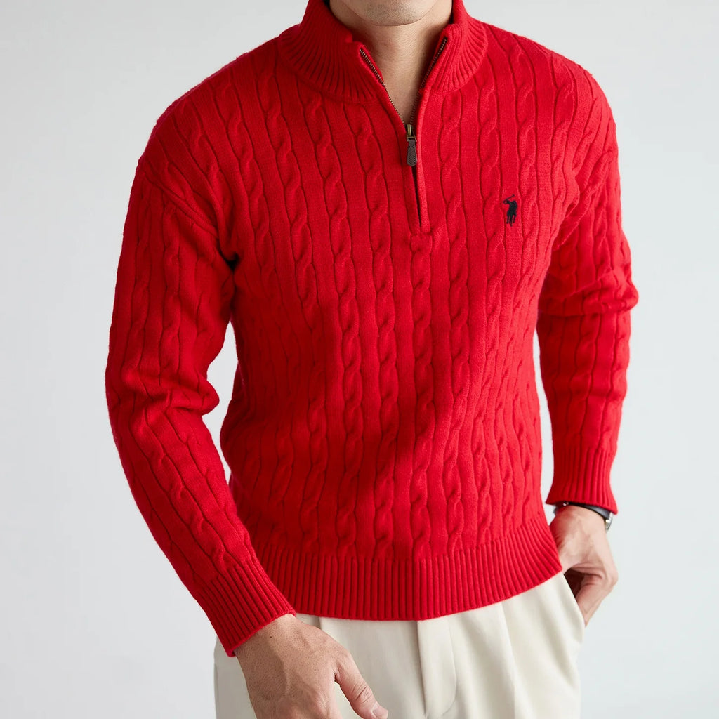 High end brand sweater men's designer new fashion golf pony embroidered coat winter thick warm zipper collar knitted pullover