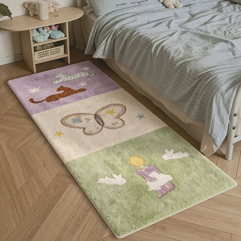 Bedroom Bedside Rug Soft Comfortable Floor Mat Dopamine Animal Print Carpet Sweet Girl Home Decor Rugs Alfombra de dormitorio