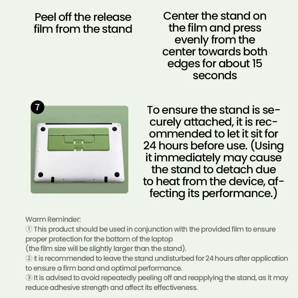 white nillkin dualwing adhesive laptop stand with light green adhesive base and black circular feet designed as a computer bracket type for stable laptop support