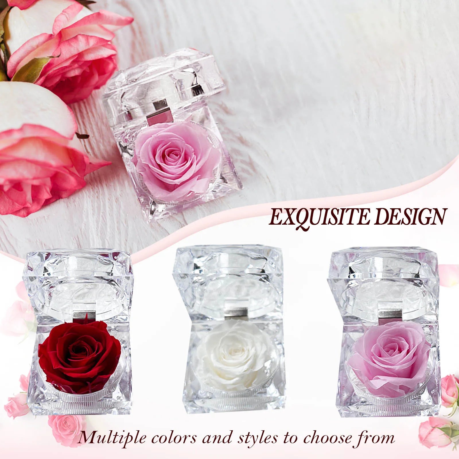 Eternal Preserved Rose Real Flower Valentine'S Birthday Anniversary Mother'S Day Acrylic Gift Box New Artificial Decorations