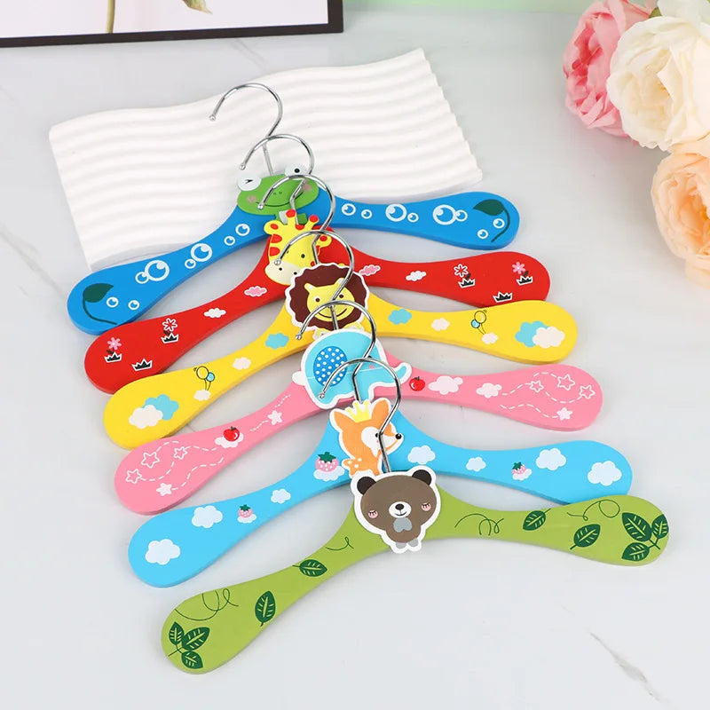 Cartoon Wooden Baby Clothes Hangers,Closet Costume Rack,Mini Kids Toddler Closet Organizer Room Decor for Children Present