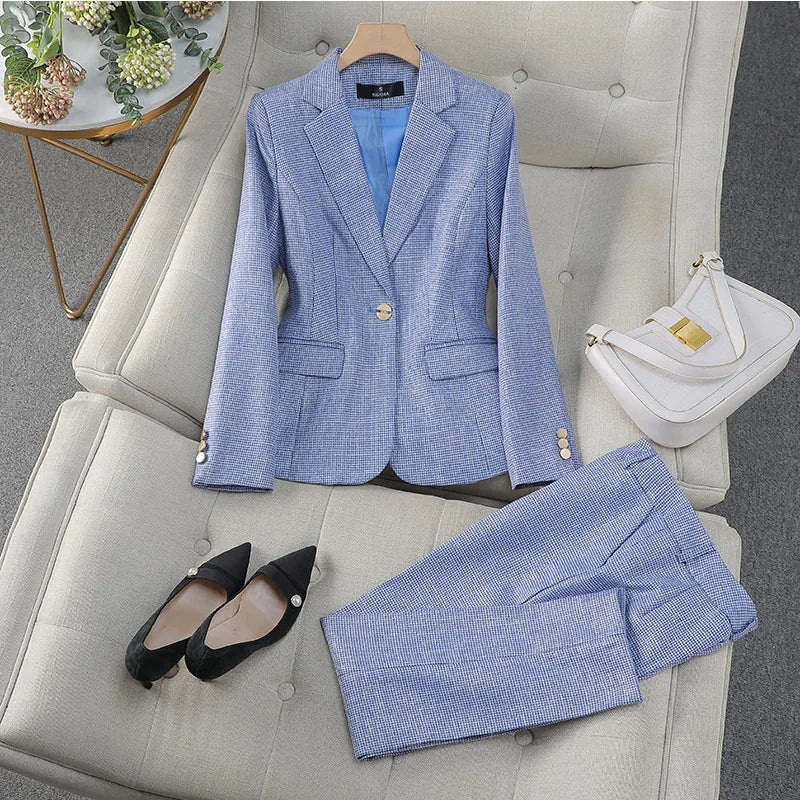 Luxury Small Women Pink Blazer Ladies Professional Suit Women Temperament Suit Fashion Interview Formal Pant Suits