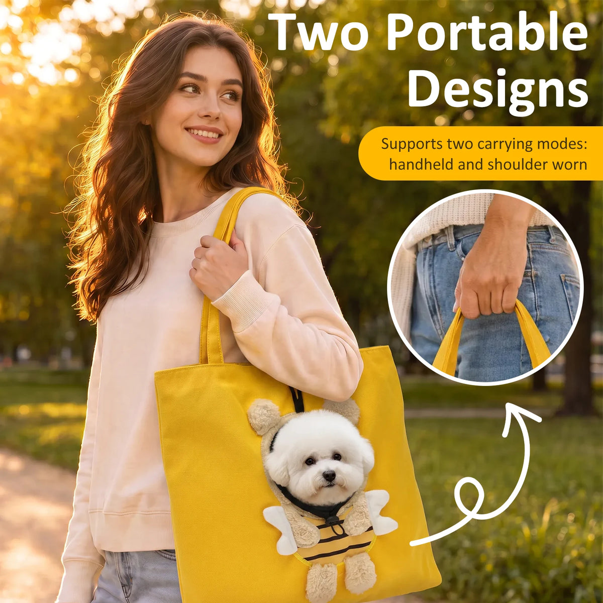 Pet Carrier Tote Portable Head Out Pet Tote Bag with Collar Safety Buckle Breathable Cat Dog Travel Bag Pet Supplies for 6-8Kg