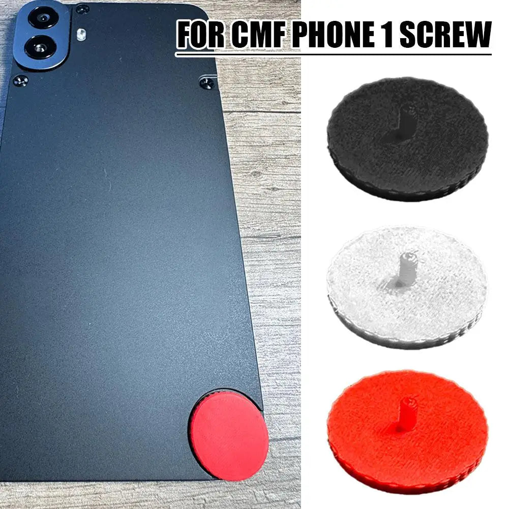 Capuchons de vis noirs à finition mate pour des modèles d’accent personnalisé de remplacement du téléphone CMF 1, montrés depuis la face arrière