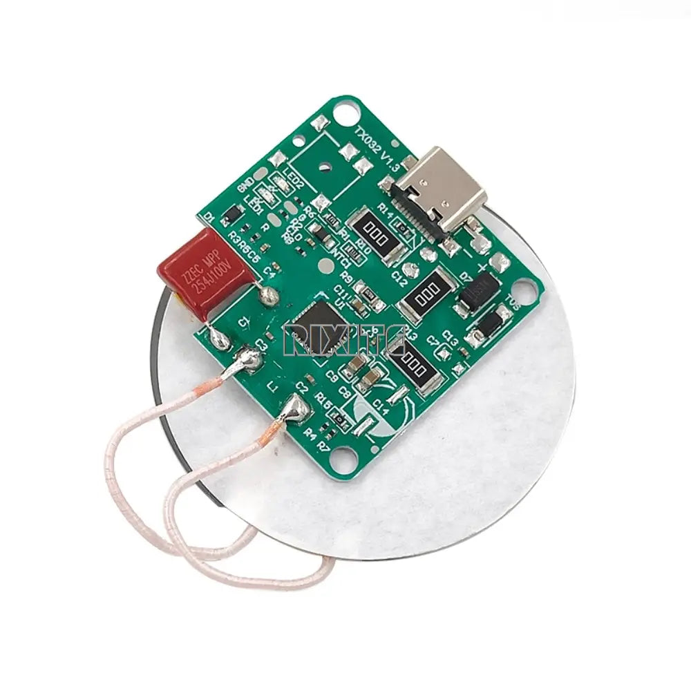 green circuit board with usb port and electronic components mounted for wireless charger 15w fast charging type c module with 12v input support
