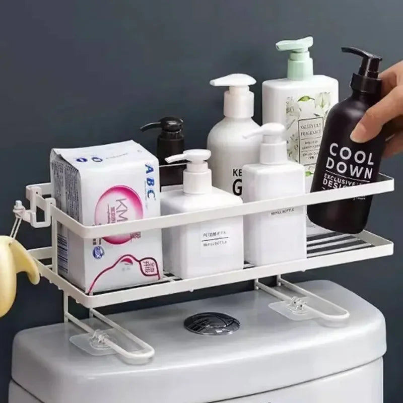 Wall Mounted Shelf for Bathroom No Drill over Toilet Storage Rack Aluminum Shower Organizer Bath Accessories Holder
