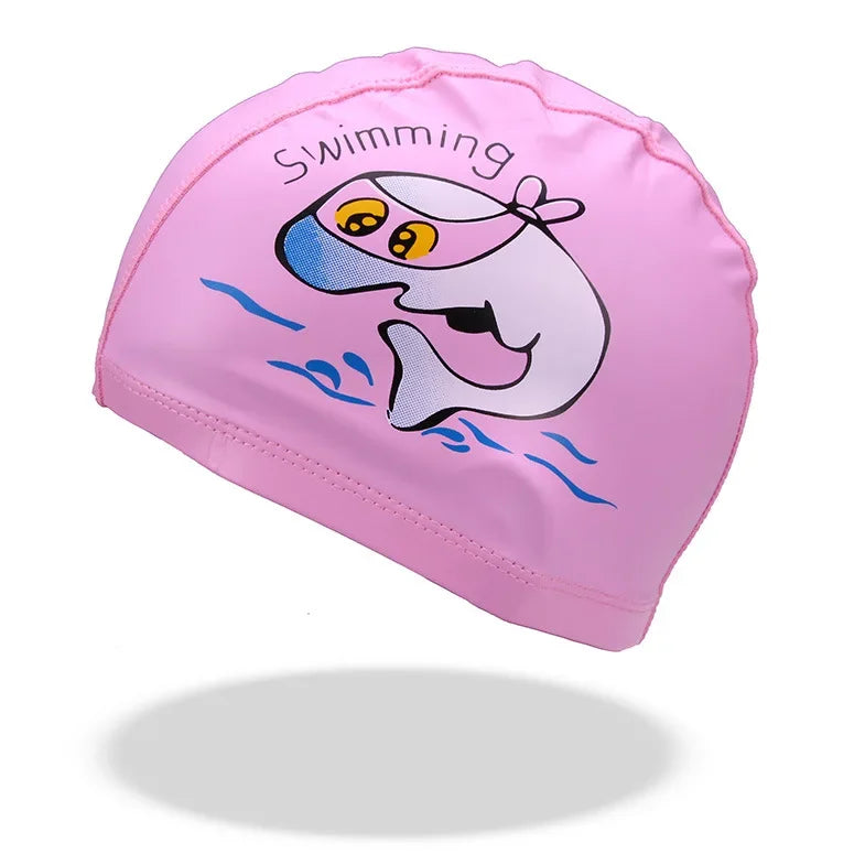 Children's Cartoon Swimming Cap, Waterproof, High Elastic, Ear Protection, Cute, Boys, Girls, Swimming Accessories