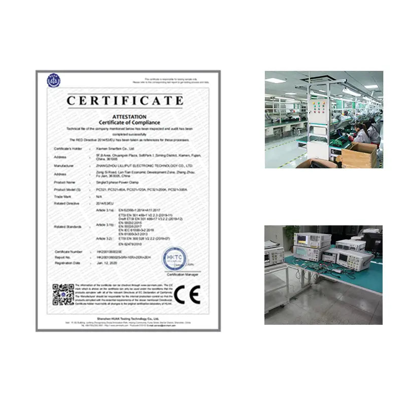 Die Bescheinigung ist eine formelle Bestätigung der Konformität, die von HKT C Testing and Certification Co., Ltd. für das Produkt „Zigbee-Energieüberwachungs-Bidirektionaler Smart-Power-Meter“ ausgestellt wurde.