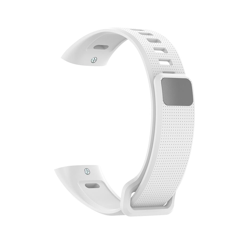 Bracelet en silicone blanc perforé avec panneau d’accent gris pour Huawei Band 2 Pro, bracelet pour poignet, doté d’un design minimaliste élégant.