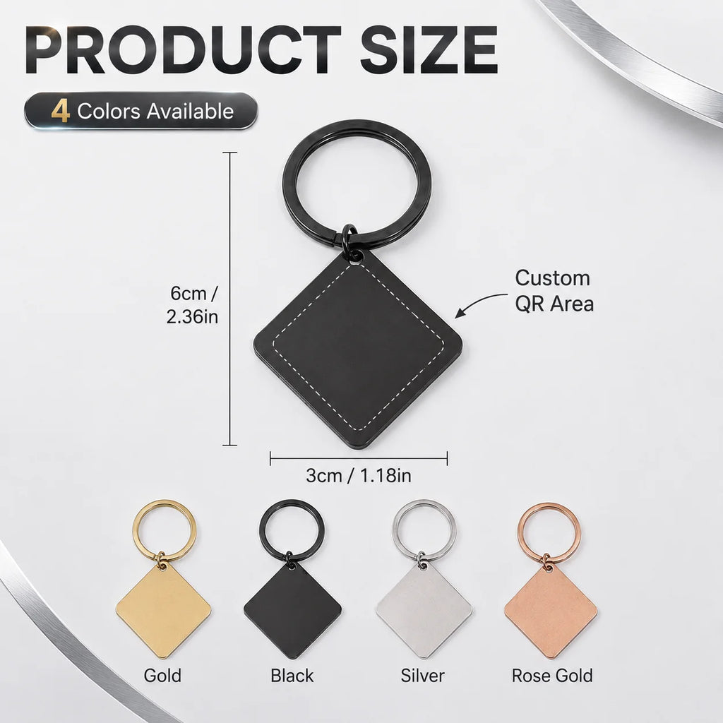 Personalized QR Code Keychain for Men Women, Custom Metal Key Ring with Laser Engraving Name Text, Unique Gift for Birthday