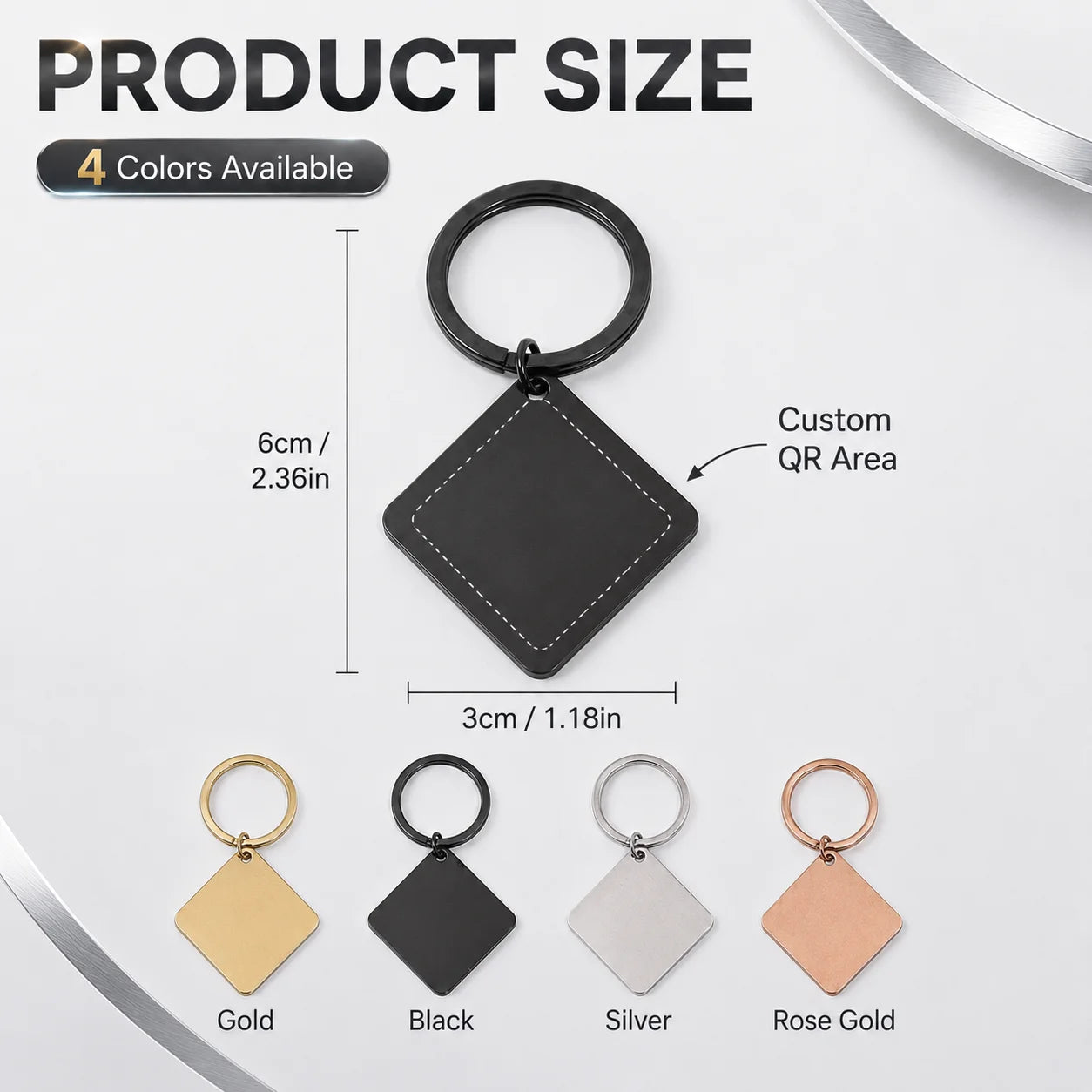 Personalized QR Code Keychain for Men Women, Custom Metal Key Ring with Laser Engraving Name Text, Unique Gift for Birthday