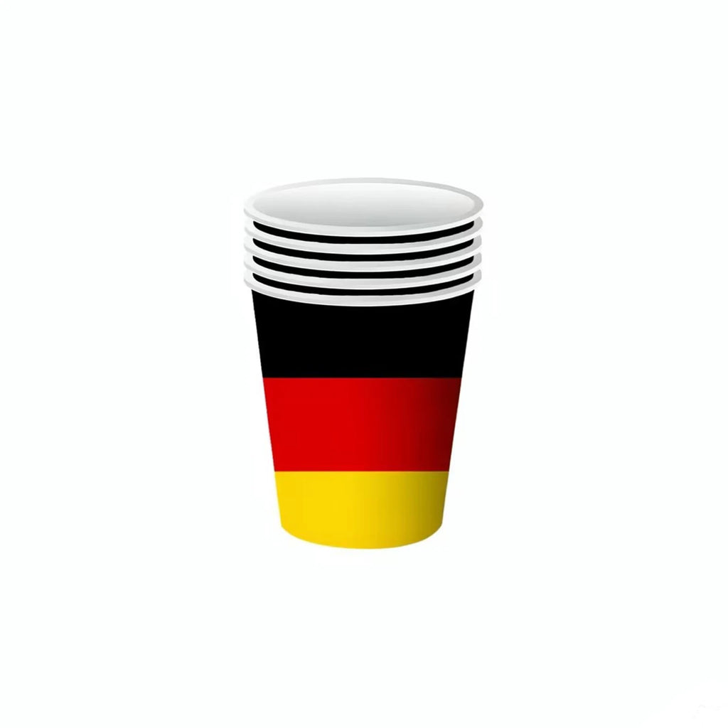 New German Flag Themed Disposable Tableware, Paper Cup Plates, Napkins, Tablecloths, Holiday Birthday Party Tableware and Suppli