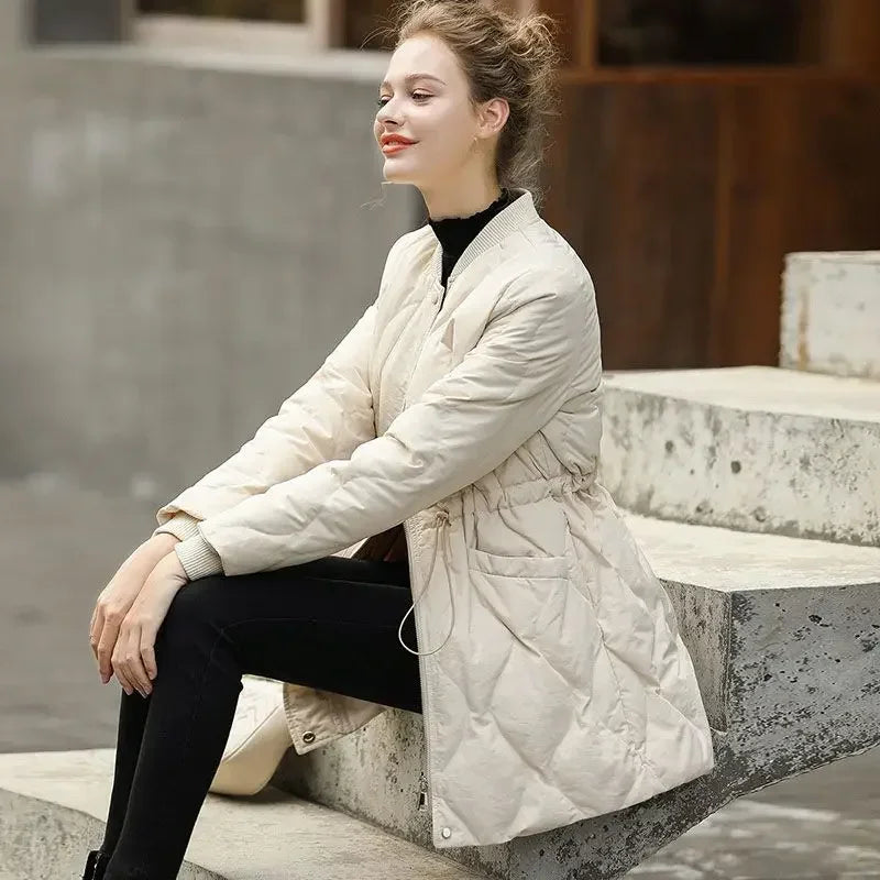 Quilted Padded Overcoat Female Coats Black Duck Down Women's Jacket Thick Padding Long Winter Promotion Offers Elegant Classy In