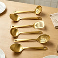 Gold Kitchen Utensils,Stainless Steel Cooking Accessories Cooking Tools,Spatula Slotted Turner，Ladle,Serving Spoon