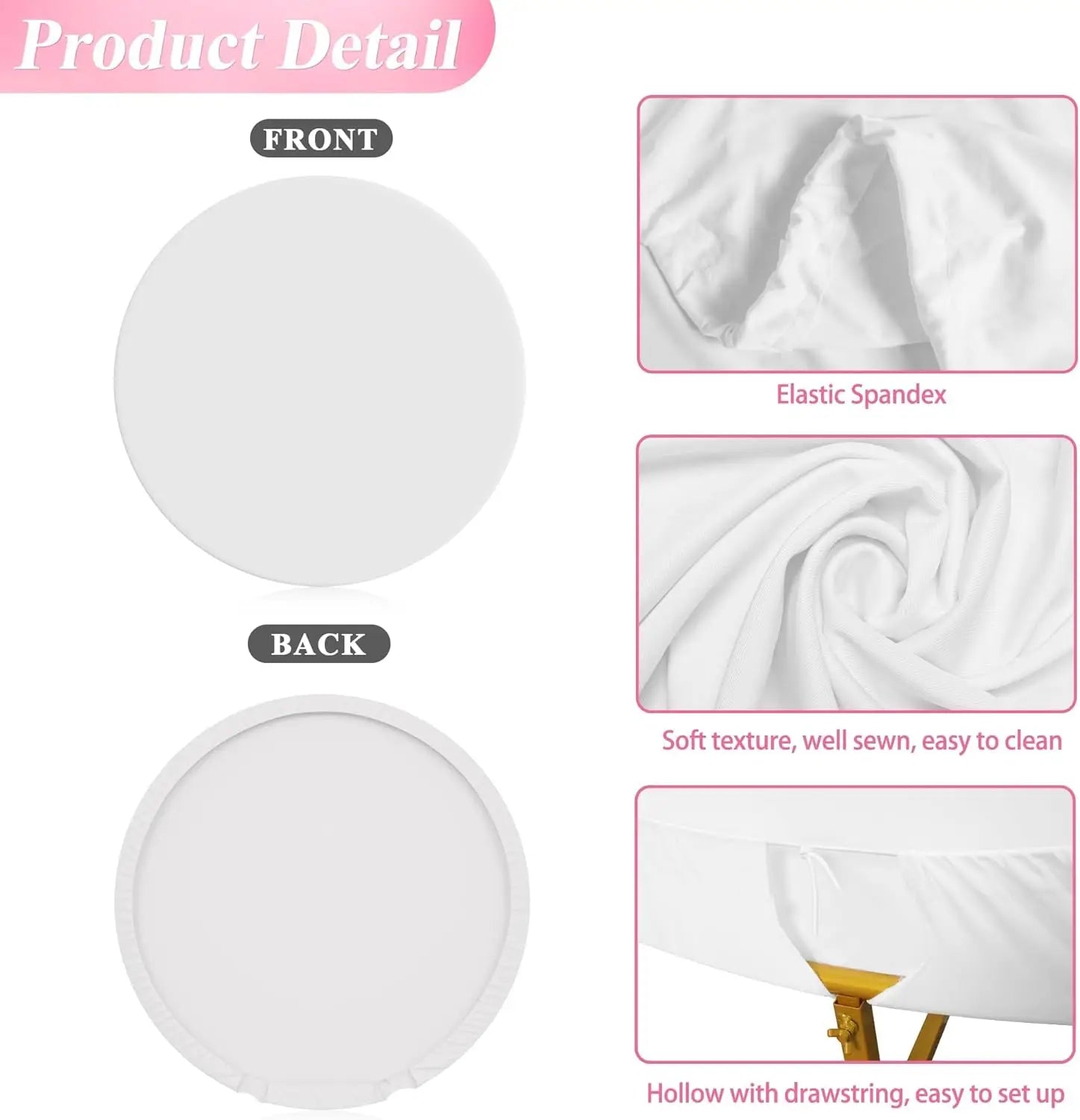 white circular elastic spandex cushion cover with a soft texture and hollow design for the easter he is risen round backdrop resurrection lily product.